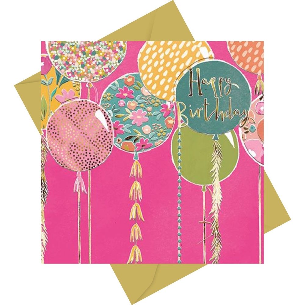 The Great British Card Company - Happy Birthday Greeting Card - Patterned Round Balloons