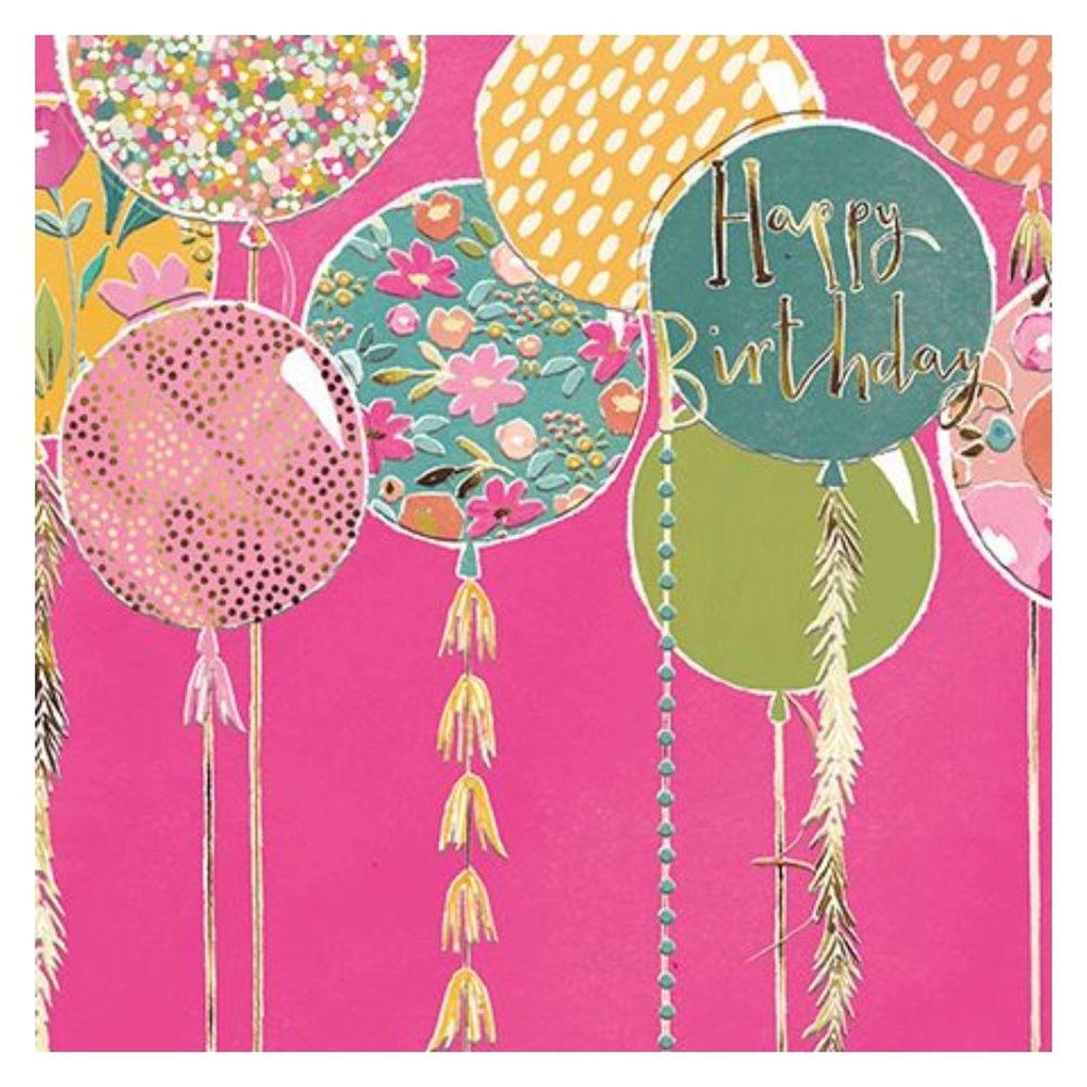 The Great British Card Company - Happy Birthday Greeting Card - Patterned Round Balloons