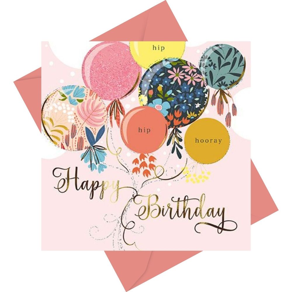 The Great British Card Company - Happy Birthday Greeting Card - Hip Hip Hooray Balloons