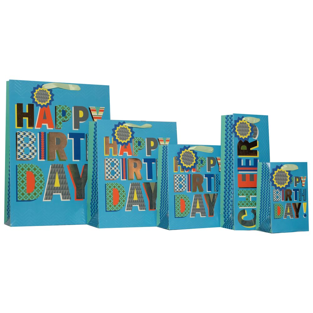 Partisan - Happy Birthday Party Gift Bag - Large - Blue