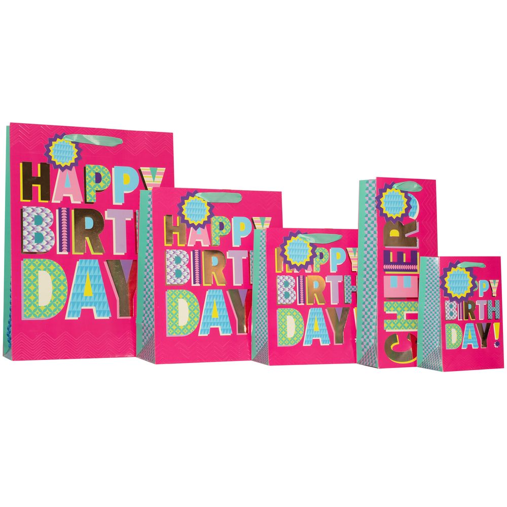 Partisan - Happy Birthday Party Gift Bag - Large - Pink