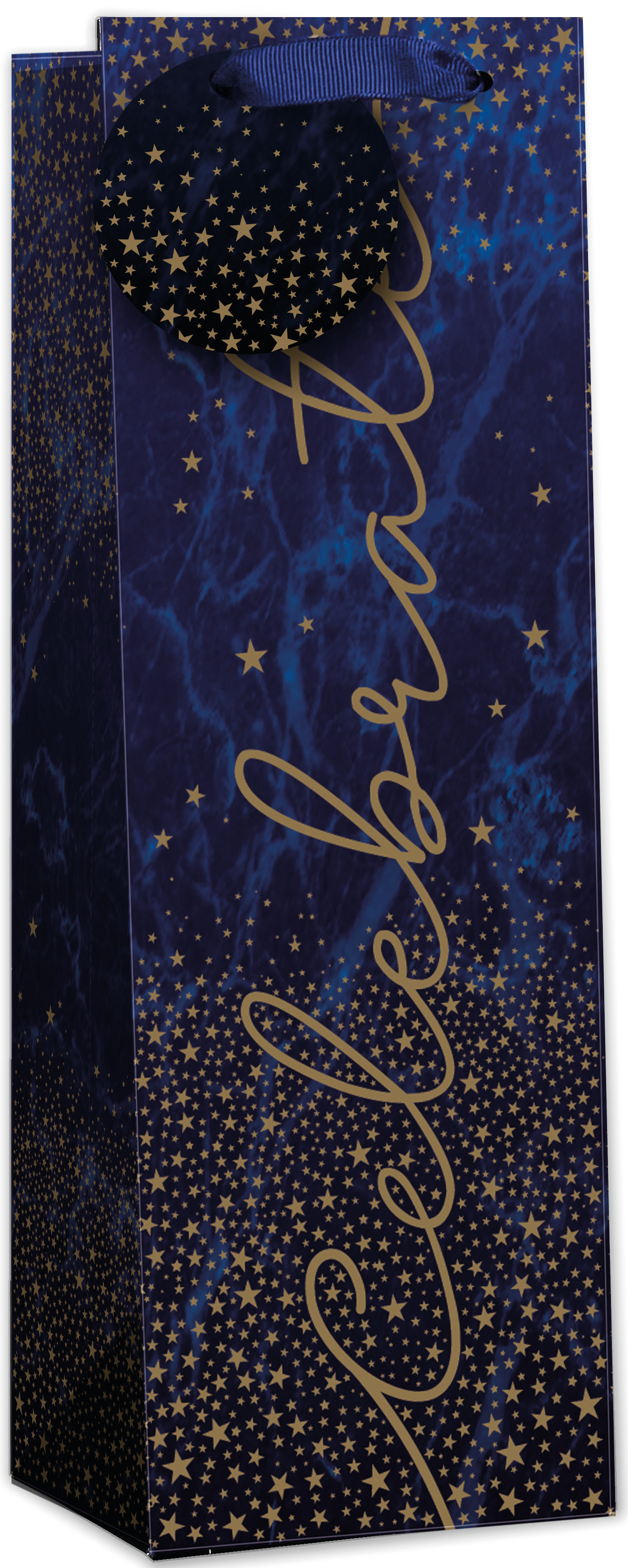 SimonElvin - Celebration With Golden Stars Bottle Gift Bag
