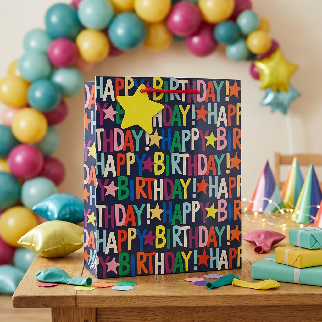 SimonElvin - Happy Birthday Color Letters Gift Bag - Large