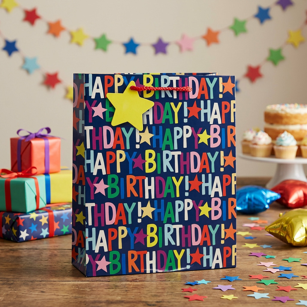 SimonElvin - Happy Birthday Color Letters Gift Bag - Large