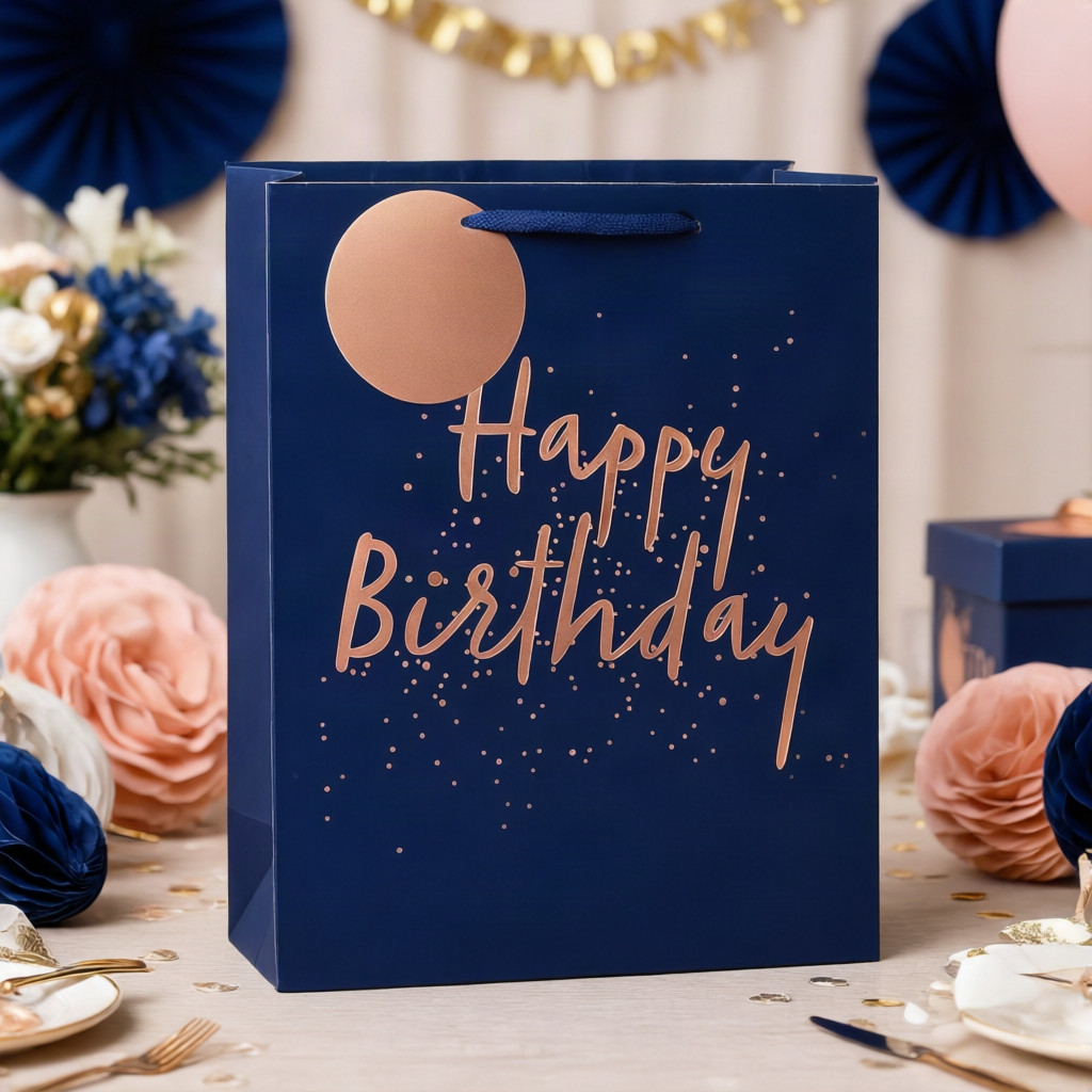 SimonElvin - Happy Birthday In Gold Dots Gift Bag - Large