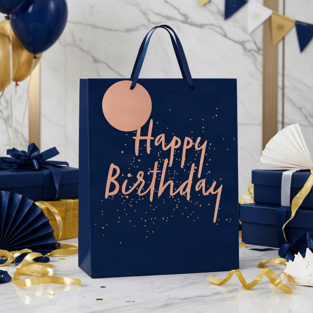 SimonElvin - Happy Birthday In Gold Dots Gift Bag - Large