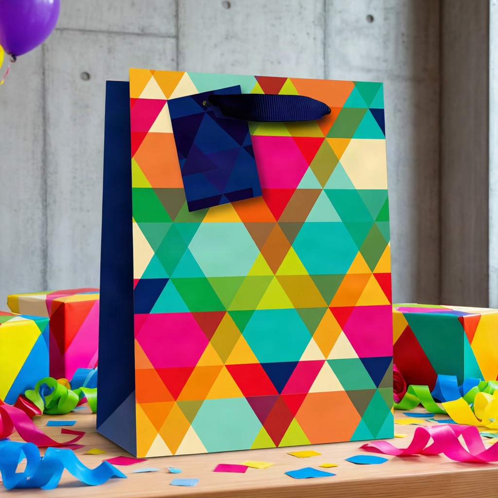 SimonElvin - Triangle Color Pattern Gift Bag - Large
