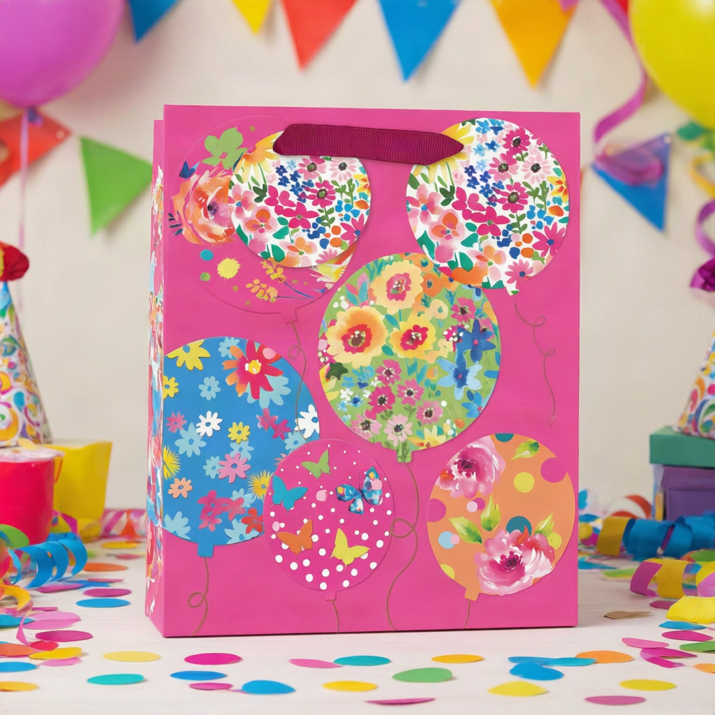 SimonElvin - Baloon With Flower And Butterfly Gift Bag - Medium