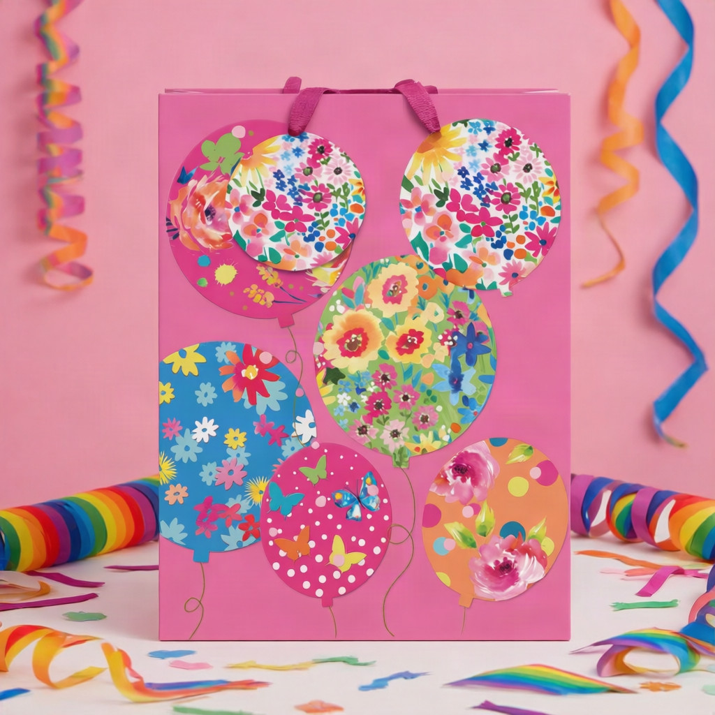 SimonElvin - Baloon With Flower And Butterfly Gift Bag - Medium