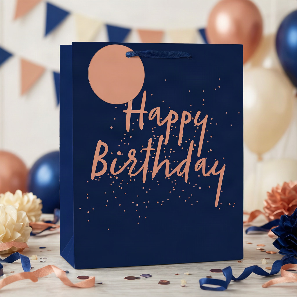 SimonElvin - Happy Birthday In Gold Dots Gift Bag - Medium