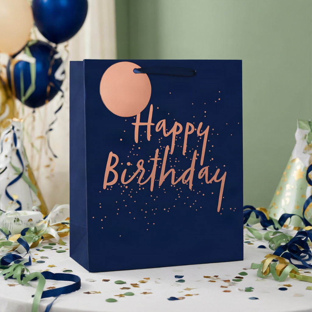 SimonElvin - Happy Birthday In Gold Dots Gift Bag - Medium