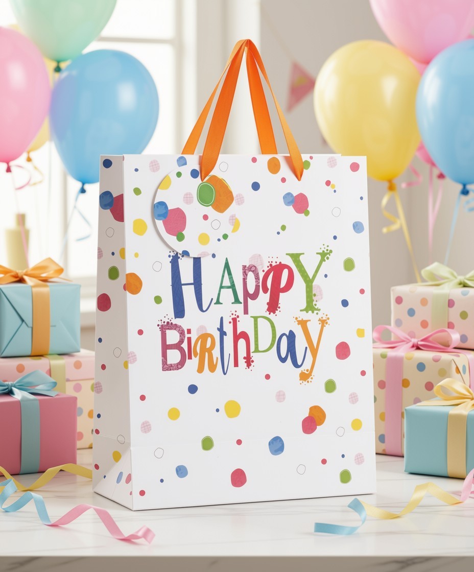 SimonElvin - Happy Birthday With Color Dots Gift Bag - Medium
