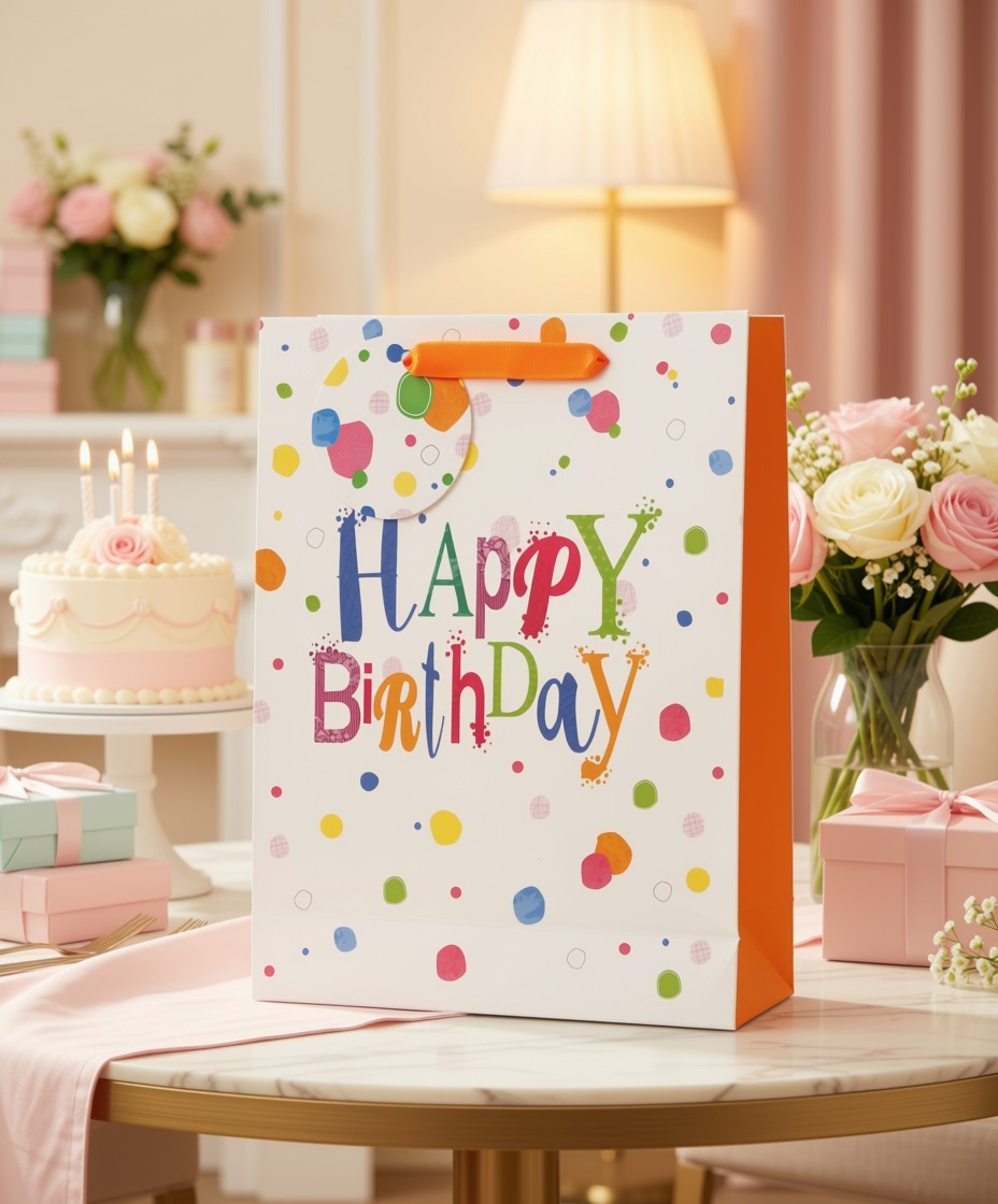 SimonElvin - Happy Birthday With Color Dots Gift Bag - Medium