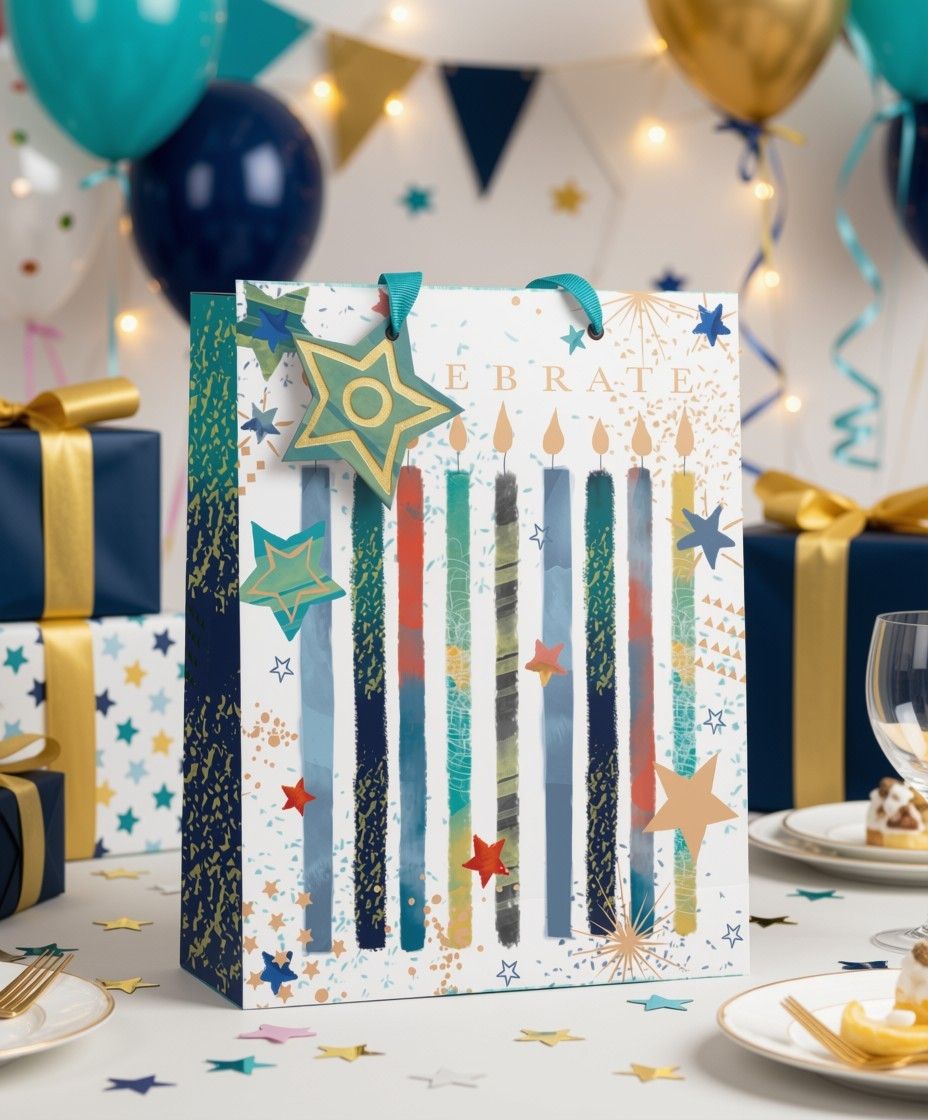 SimonElvin - Celebrate Candles And Star Gift Bag - Medium