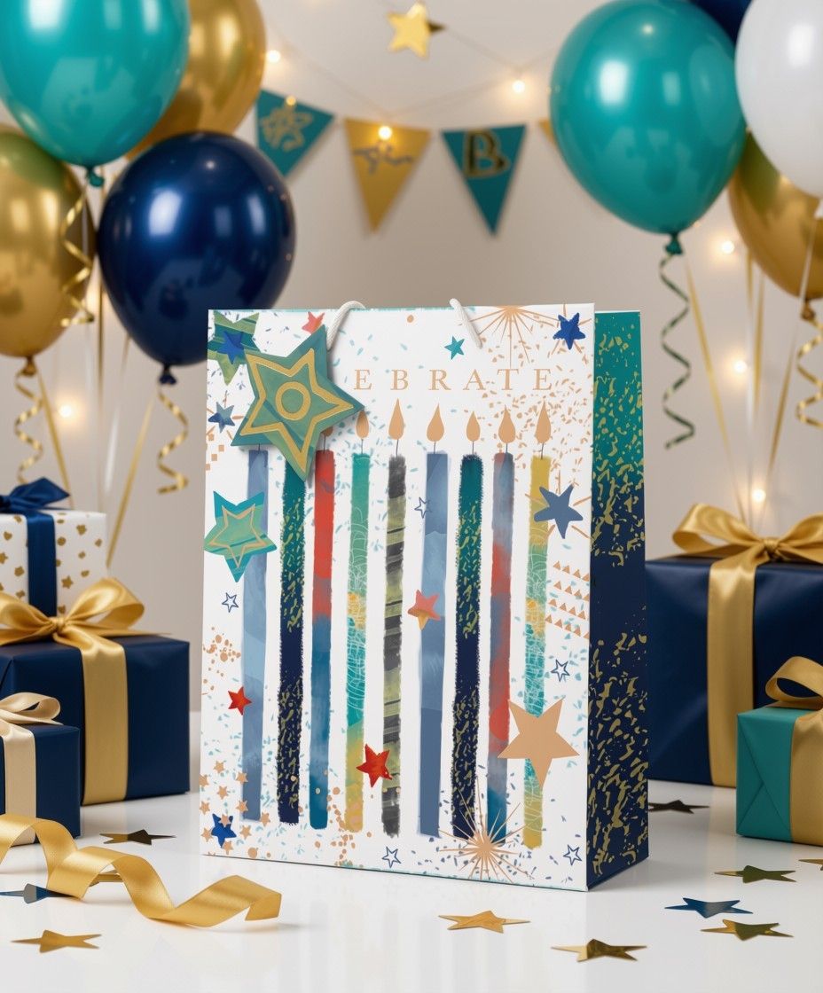 SimonElvin - Celebrate Candles And Star Gift Bag - Medium