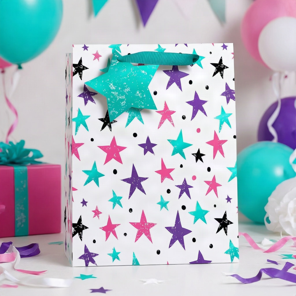 SimonElvin - Red And Blue Stars Gift Bag - Medium