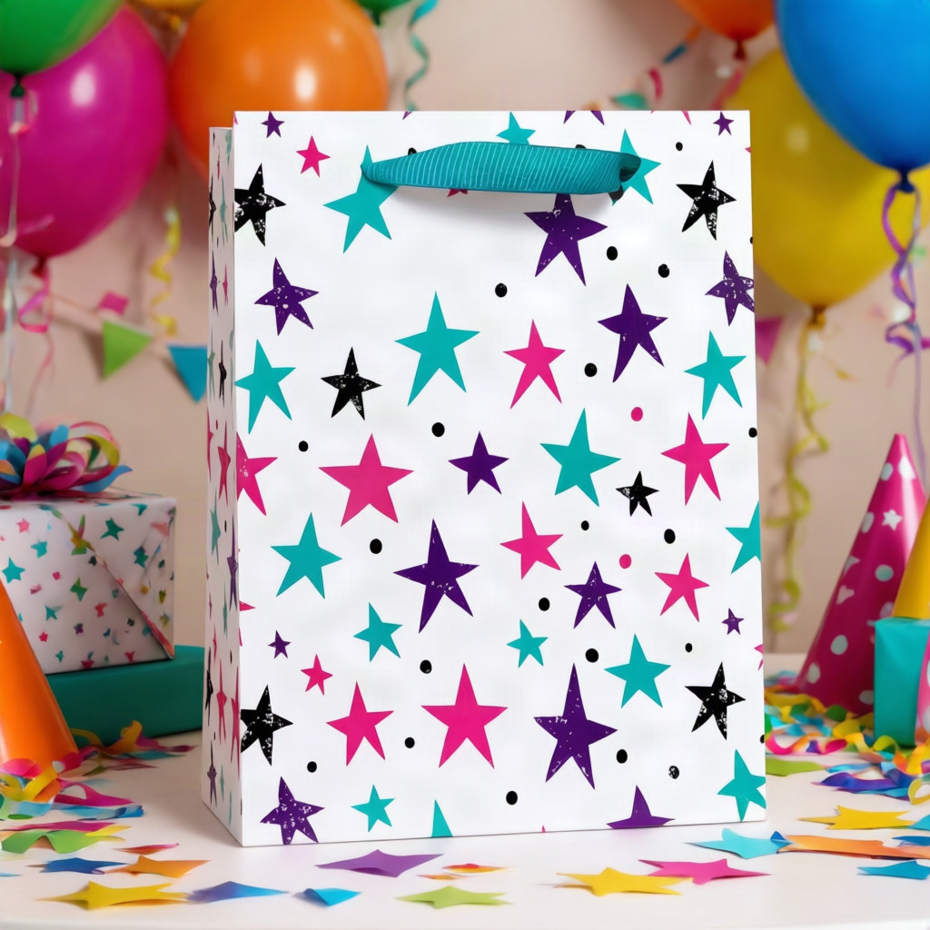 SimonElvin - Red And Blue Stars Gift Bag - Medium