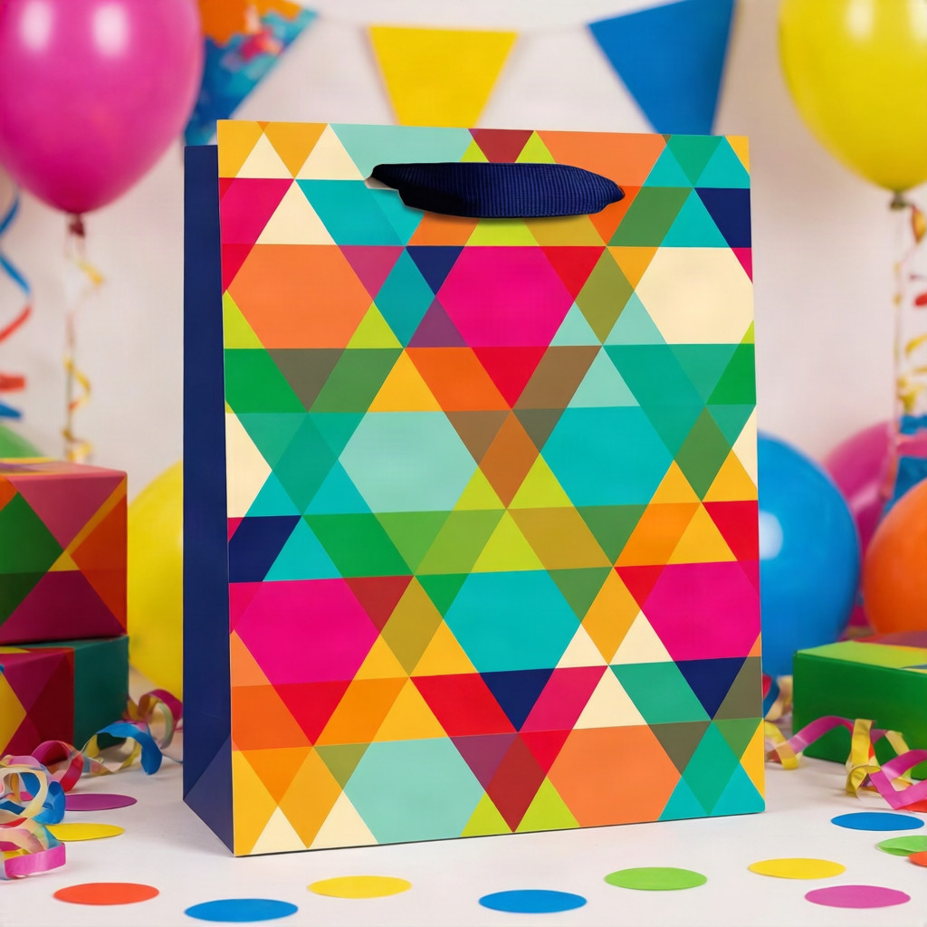 SimonElvin - Triangle Color Pattern Gift Bag - Medium