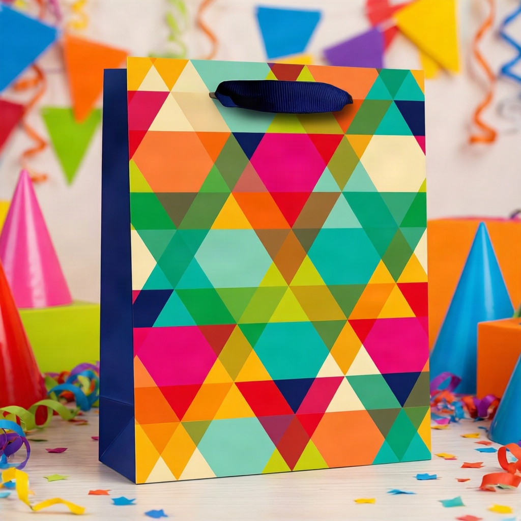 SimonElvin - Triangle Color Pattern Gift Bag - Medium