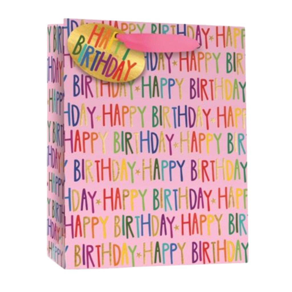 SimonElvin - Happy Birthday With Stars Gift Bag - Medium - Pink