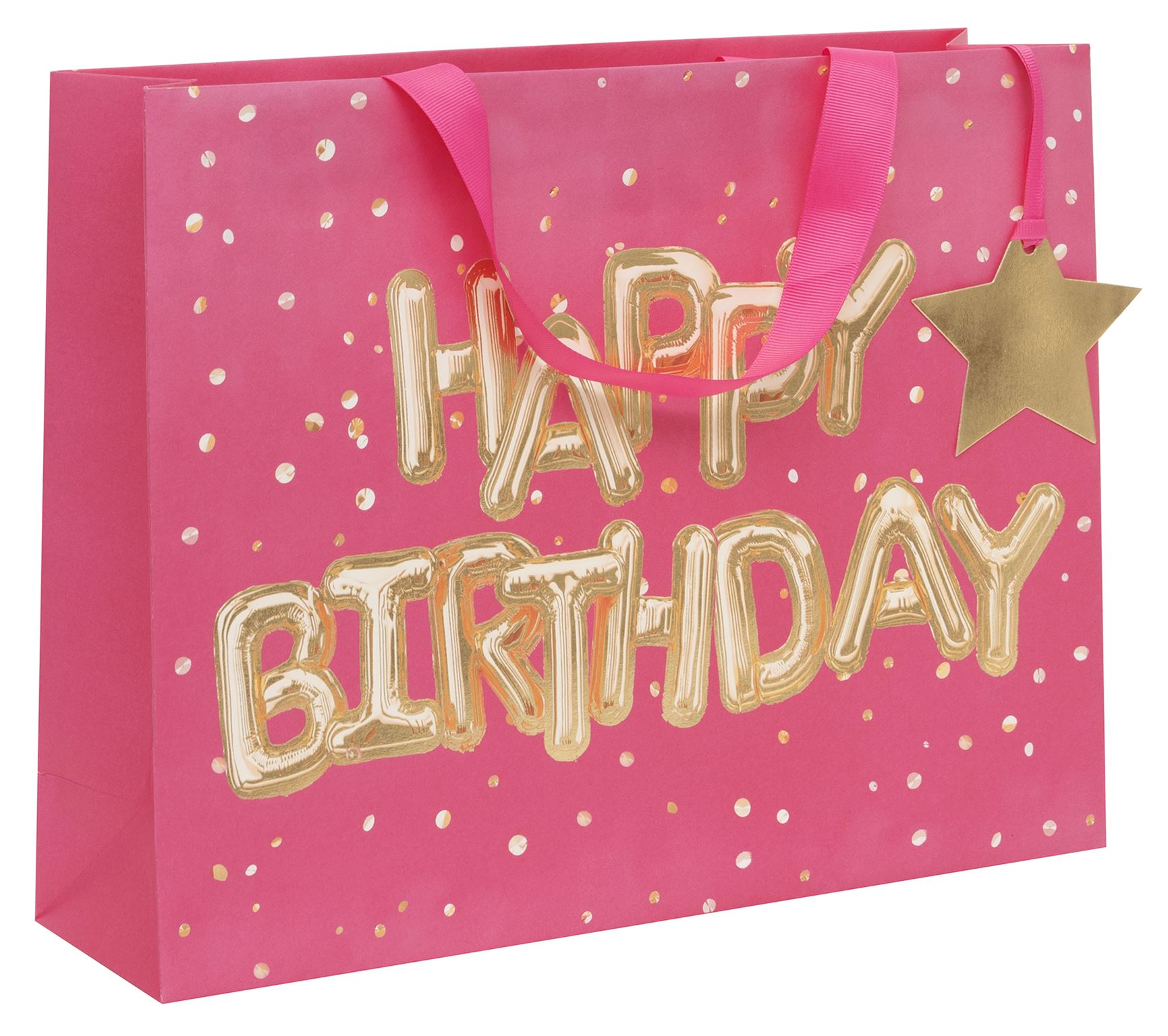 Glick - Premium Landscape Happy Birthday Gift Bag - Pink - Large