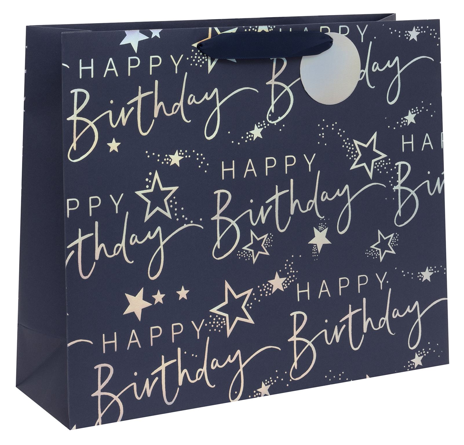 Glick - Happy Birthday Script Gift Bag - Medium - Blue