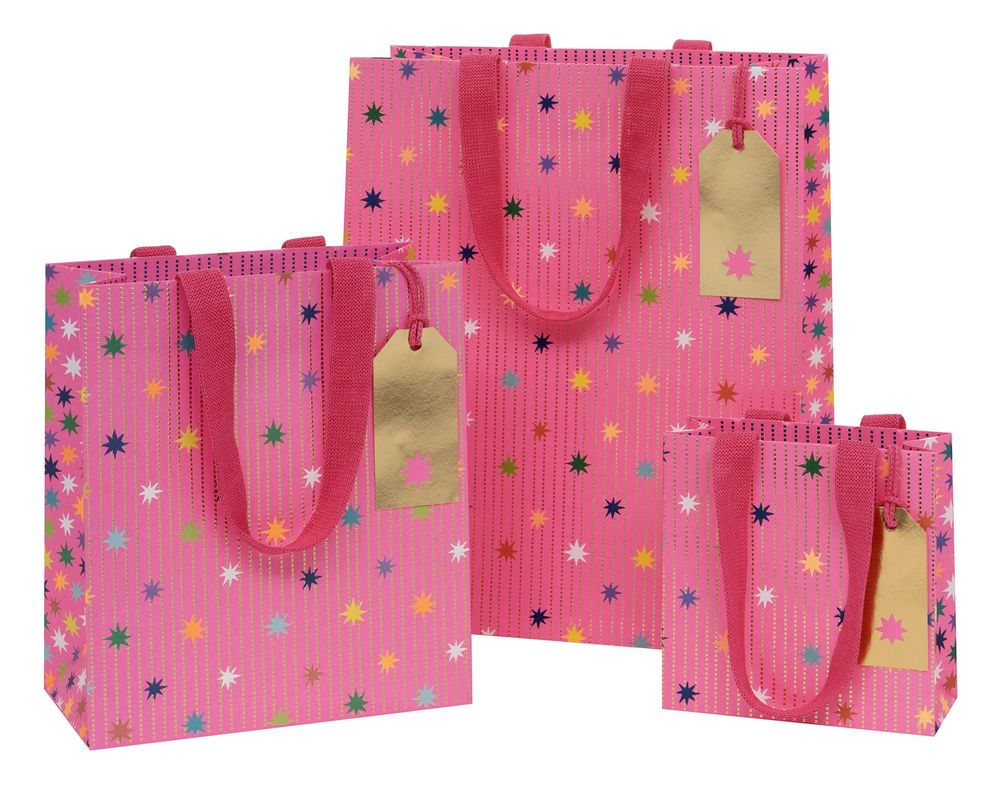 Glick - Star Garland Gift Bag - Medium - Pink