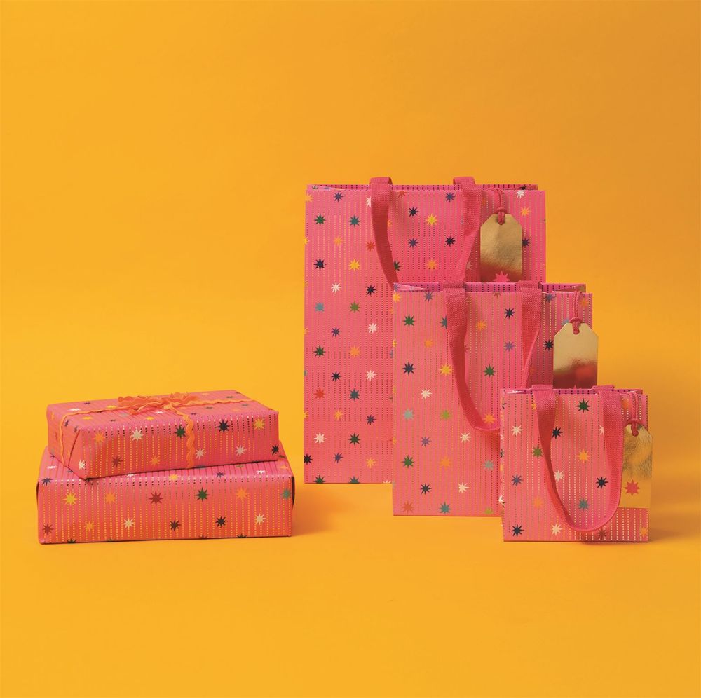 Glick - Star Garland Gift Bag - Medium - Pink