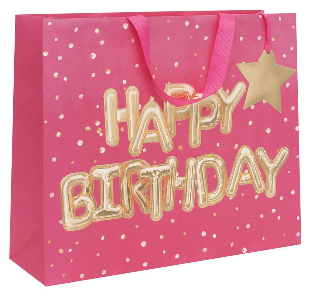 Glick - Happy Birthday Landscape Gift Bag - Extra Large - Pink