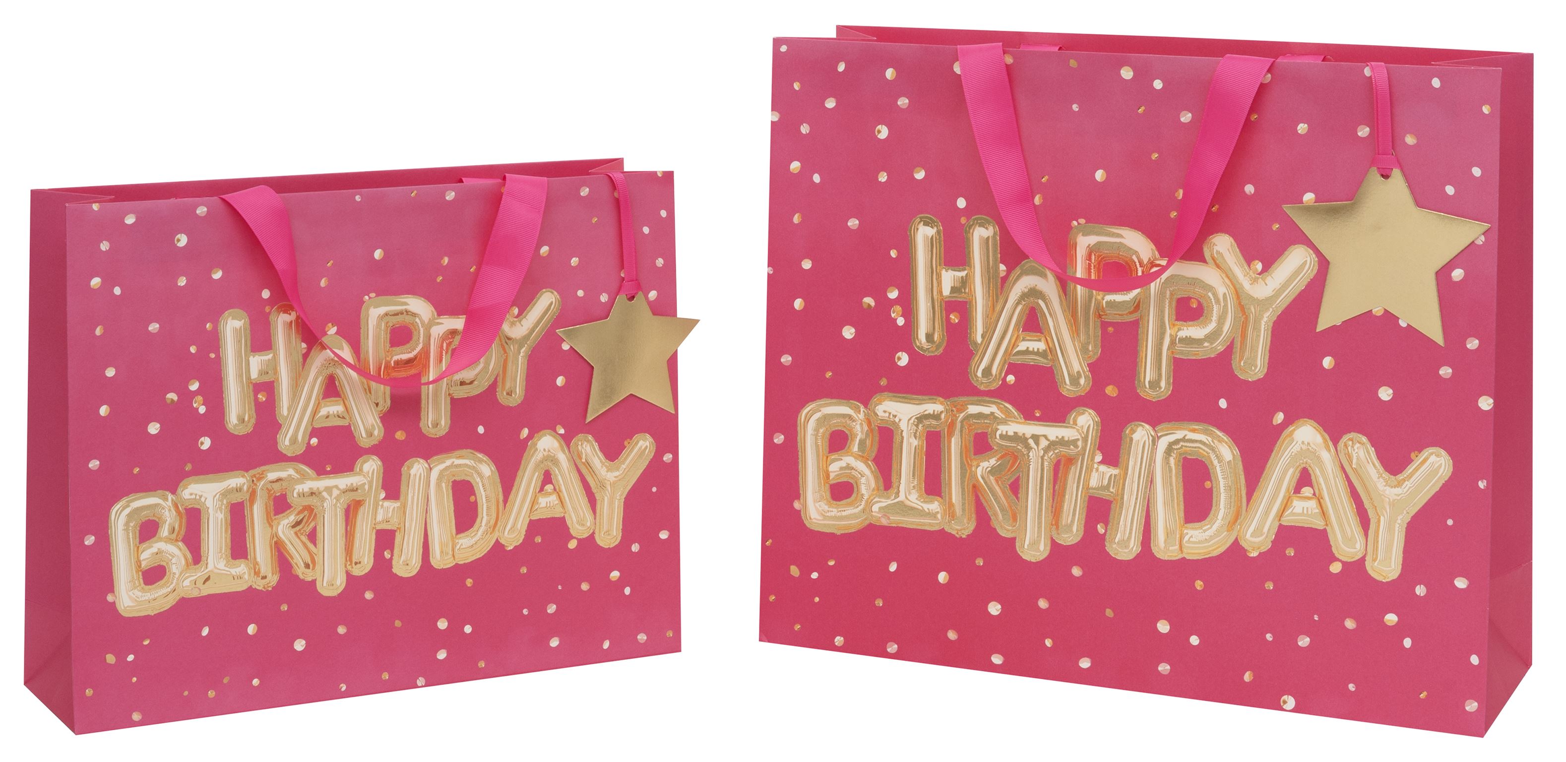 Glick - Happy Birthday Landscape Gift Bag - Extra Large - Pink