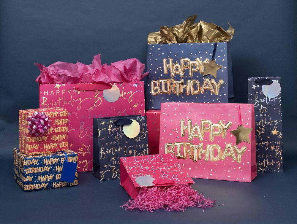 Glick - Happy Birthday Landscape Gift Bag - Extra Large - Pink