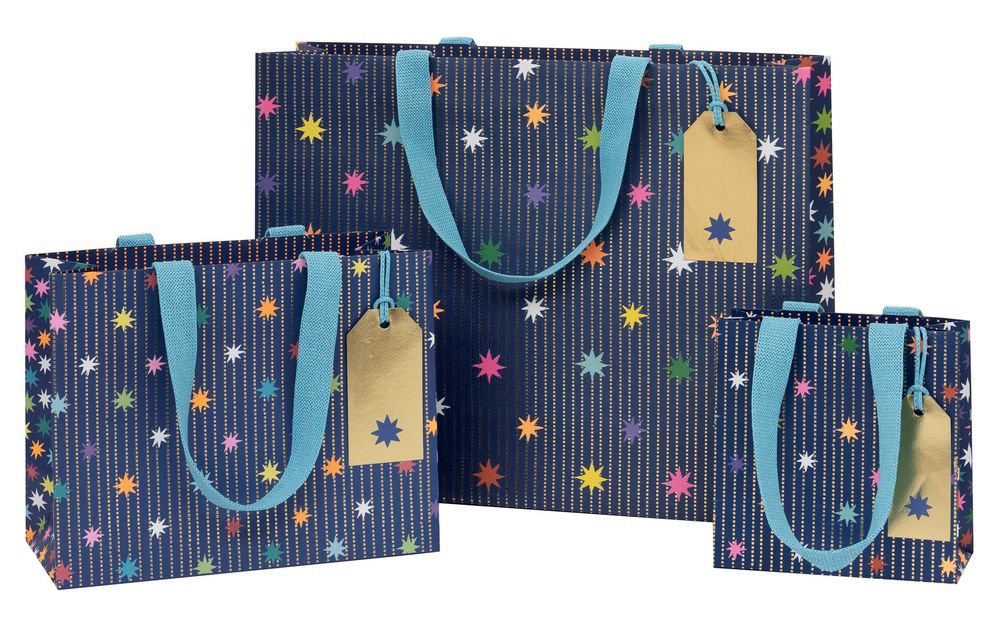 Glick - Star Garland Landscape Gift Bag - Medium - Navy Blue