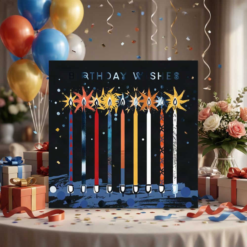 The Great British Card Company - Birthday Wishes Greeting Card - Sparkling Candles