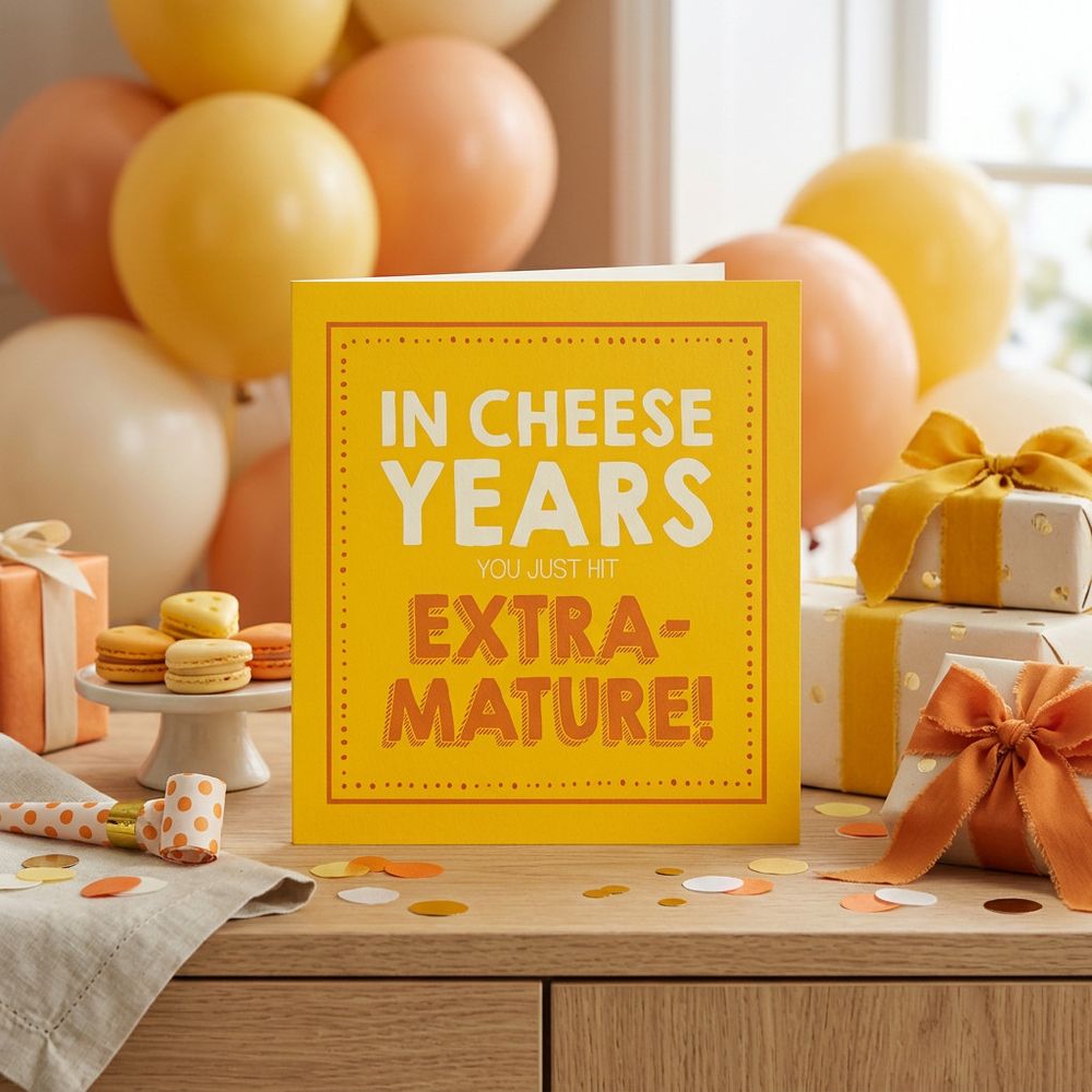 Emotional Rescue - In Cheese Years You're Extra Mature Birthday Card