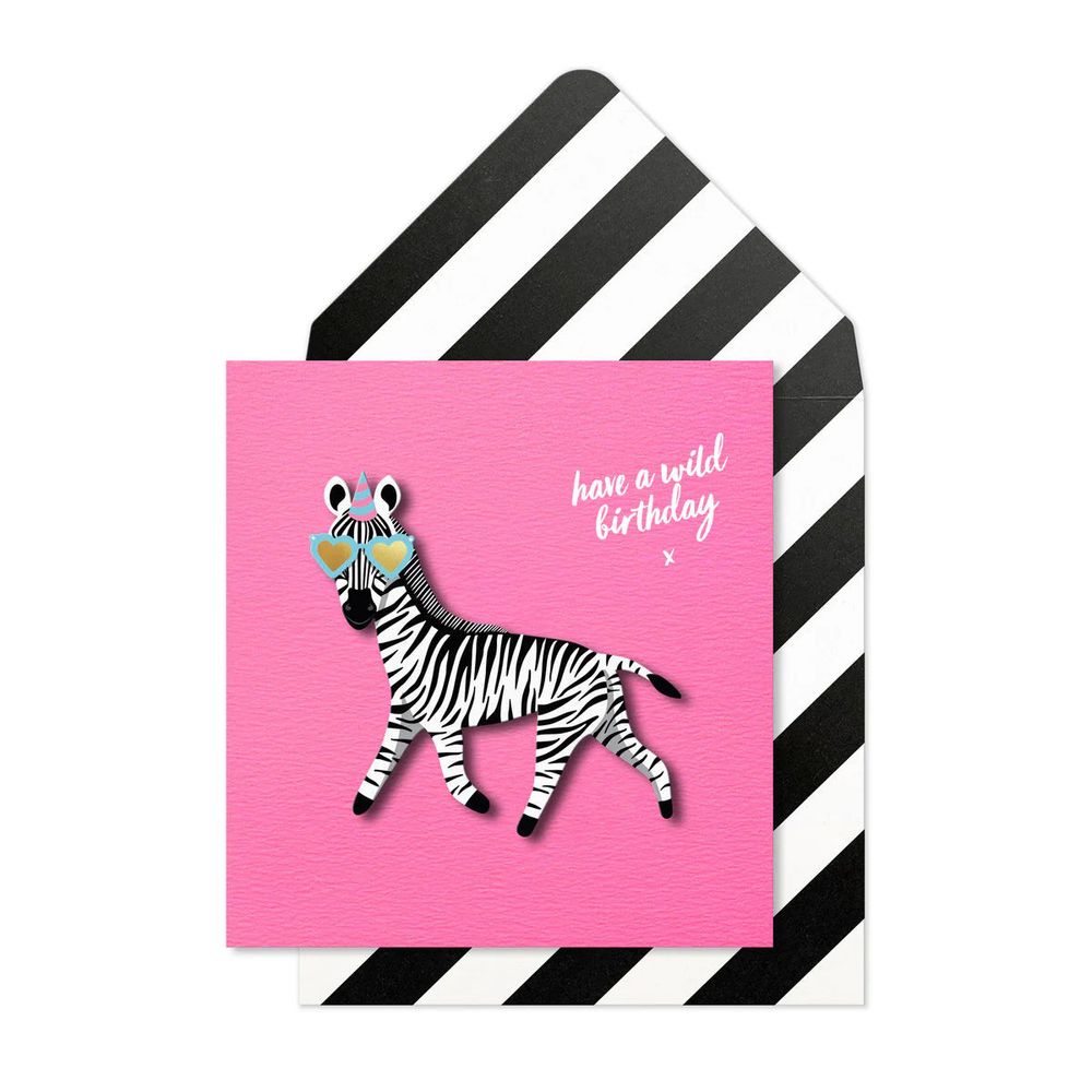 Tache - Zebra Blank Birthday Greeting Card