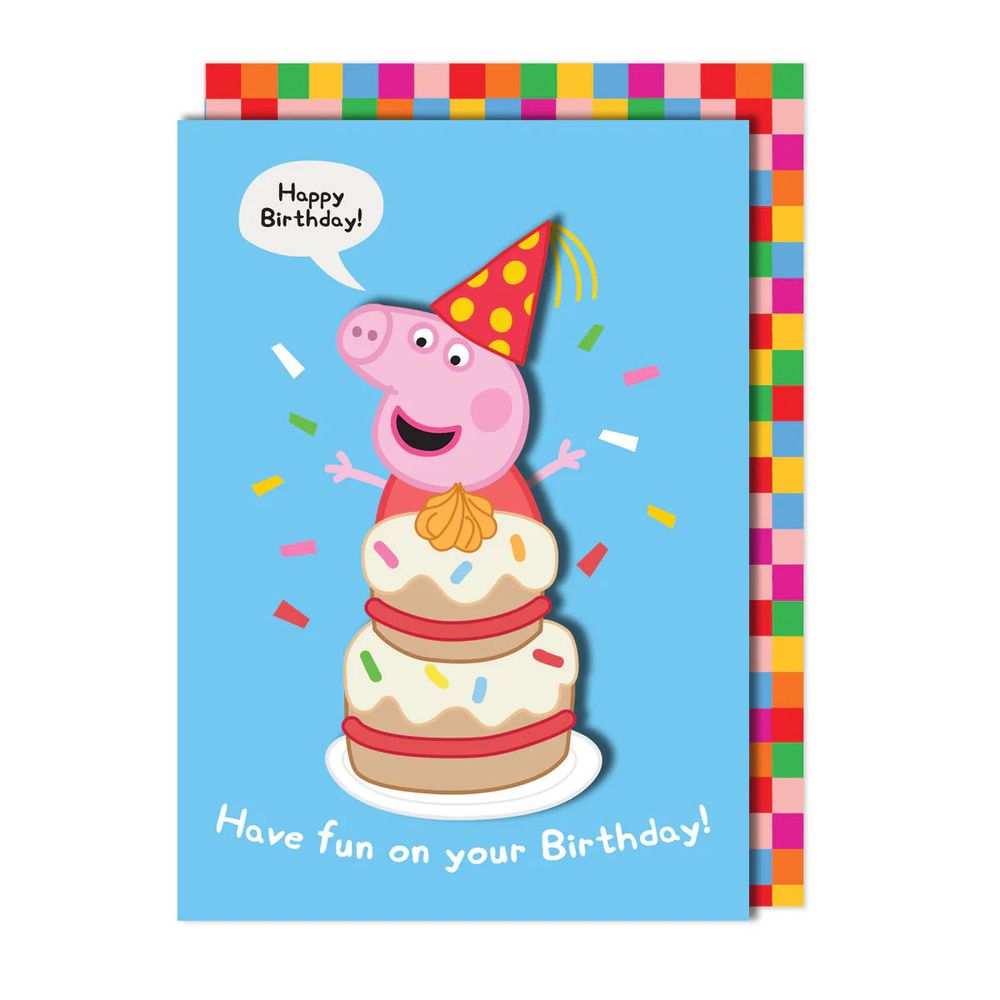 Tache - Peppa Pig With Party Hat Blank Birthday Card
