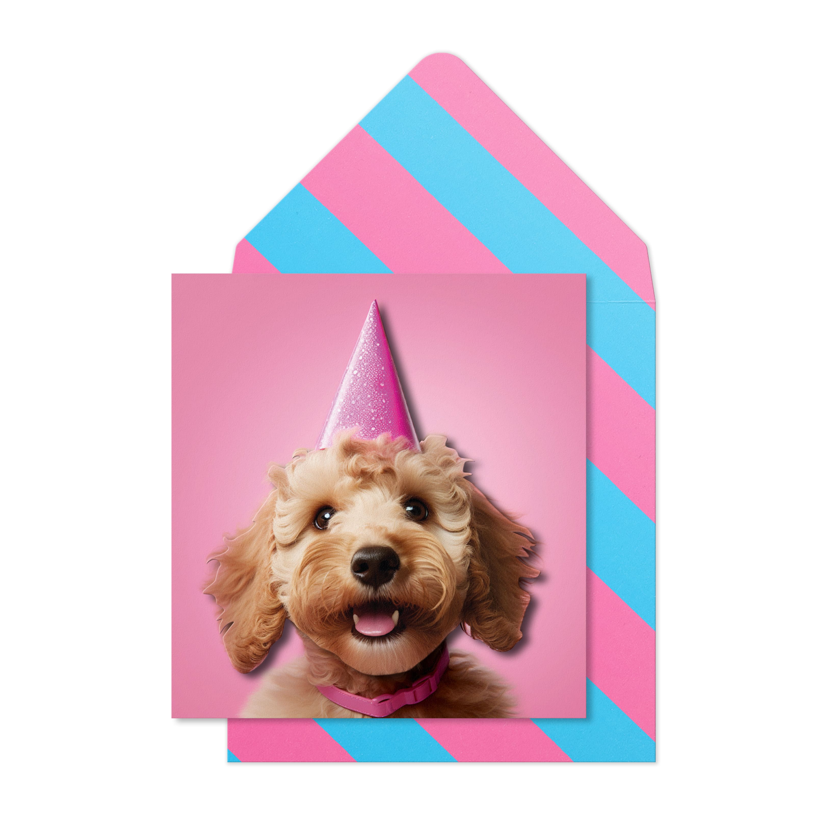 Tache - Cockapoo Party Hat Blank Birthday Card