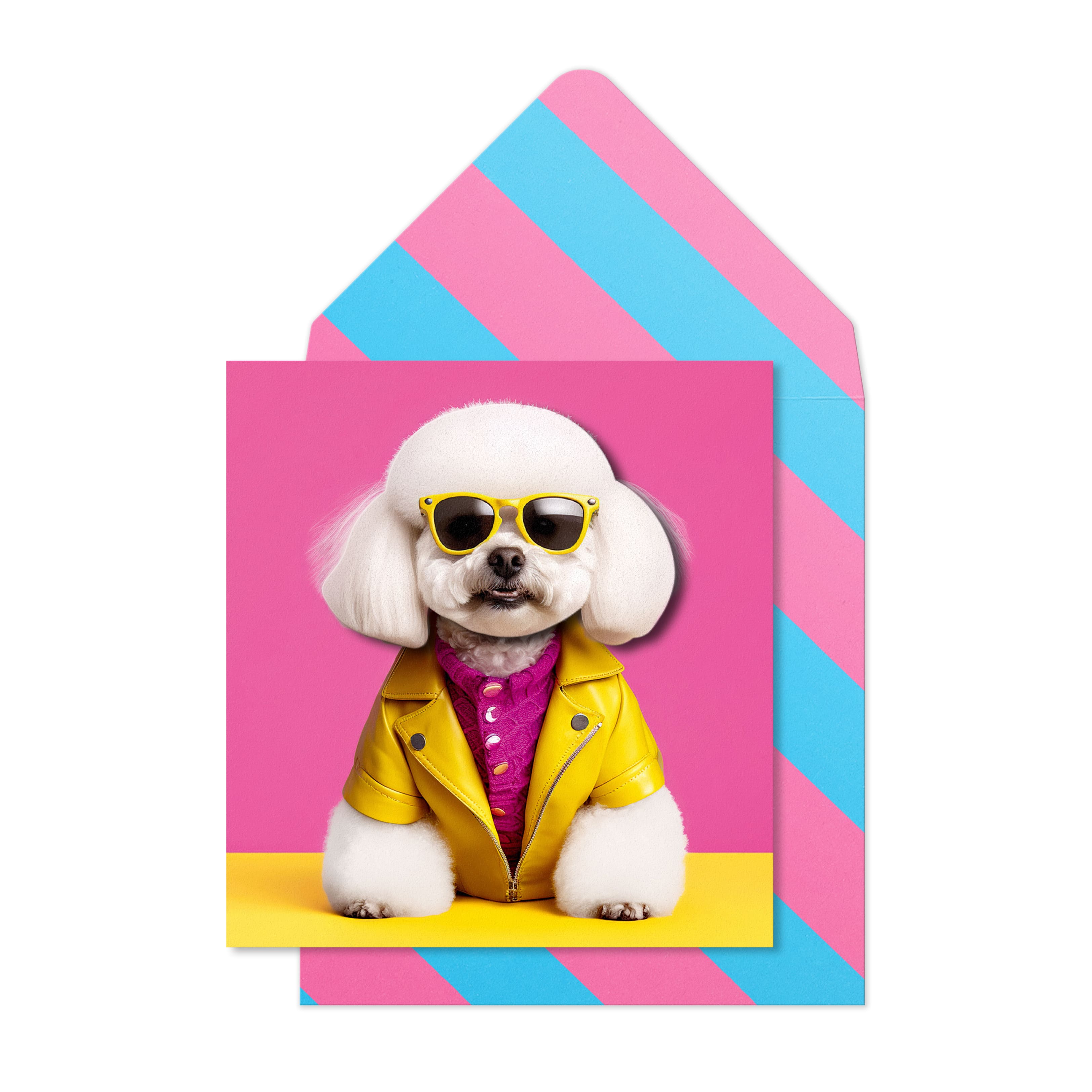 Tache - Bichon Frise Sunglasses Blank Birthday Card