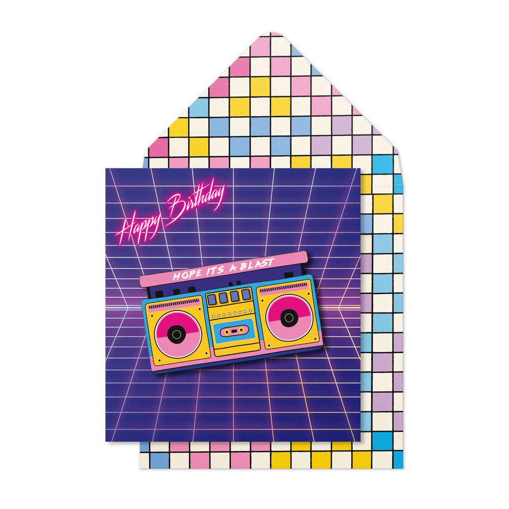 Tache - Birthday Boom Box Blank Greeting Card