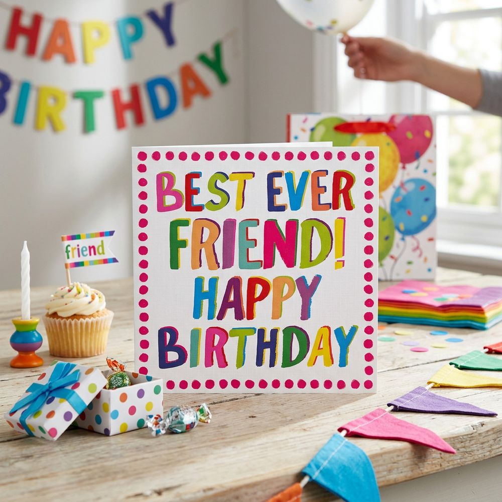 PaperSalad - Happy Birthday Blank Greeting Card - Best Ever Friend
