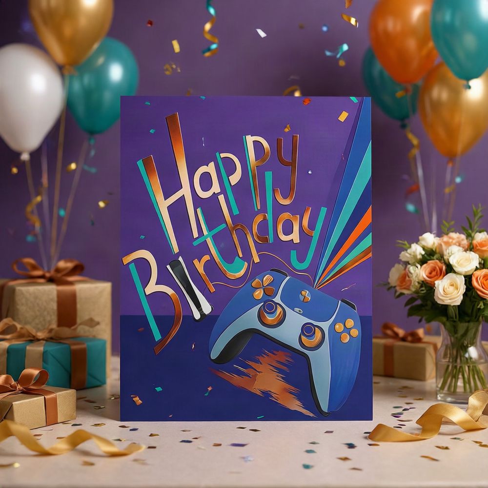 The Great British Card Company - Happy Birthday Greeting Card - Xbox Gaming Controller