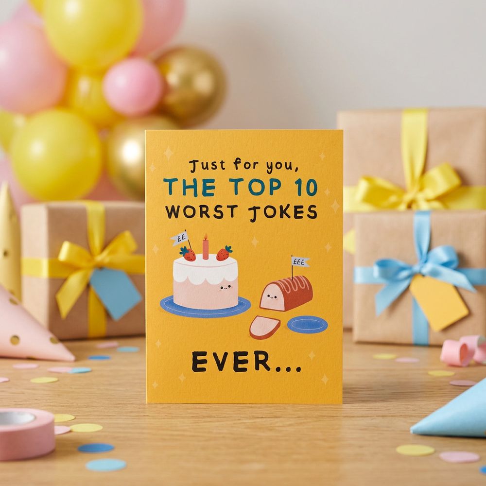 Emotional Rescue - Just For You Top 10 Worst Jokes Birthday Card With Envelope