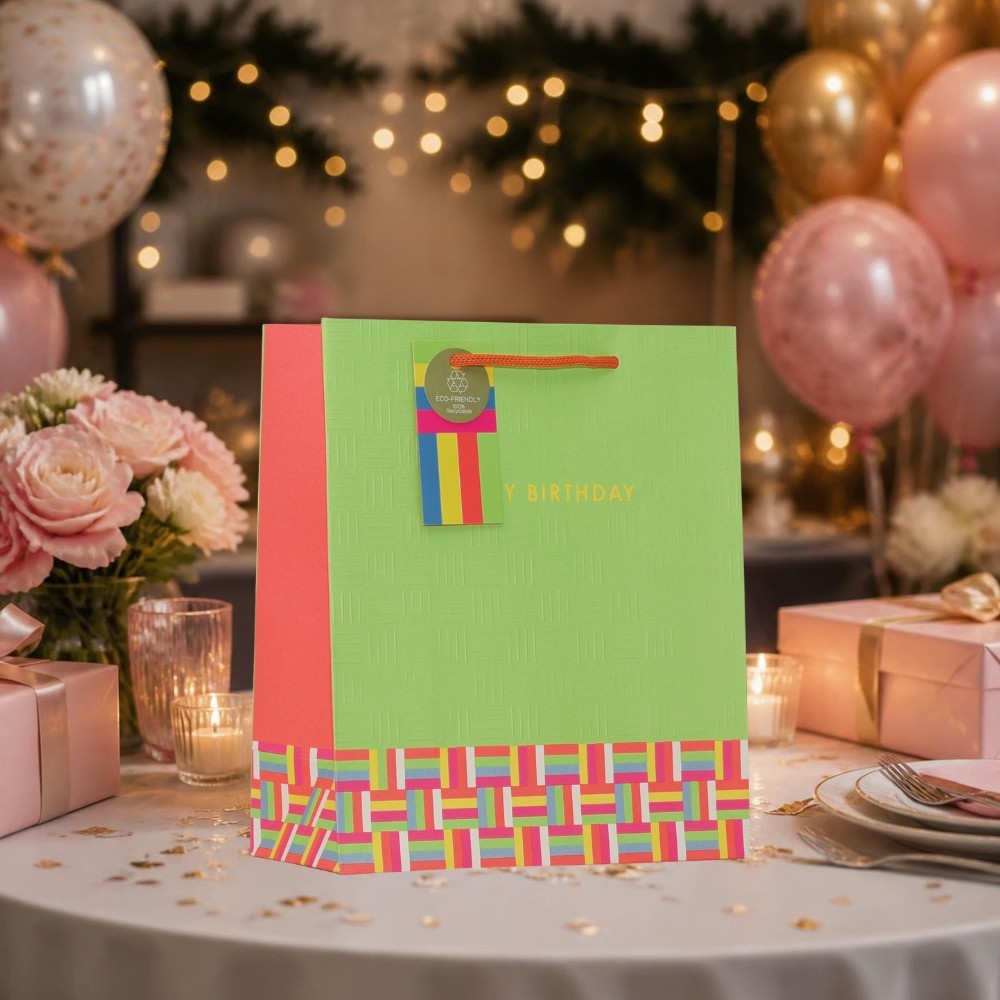 Partisan - Birthday Wishes Neon Gift Bag - Extra Large - Green