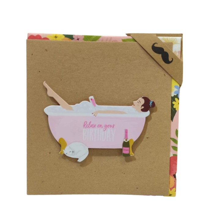 Tache - Bath Time Girl Design Blank Greeting Card