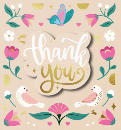 Tache - Thank You Cream Blank Greeting Card