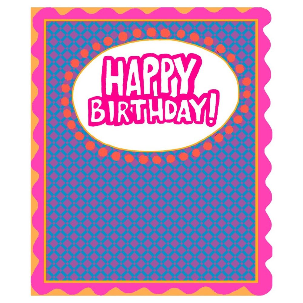 PaperSalad - Happy Birthday Blank Greeting Card - Pink Oval Design