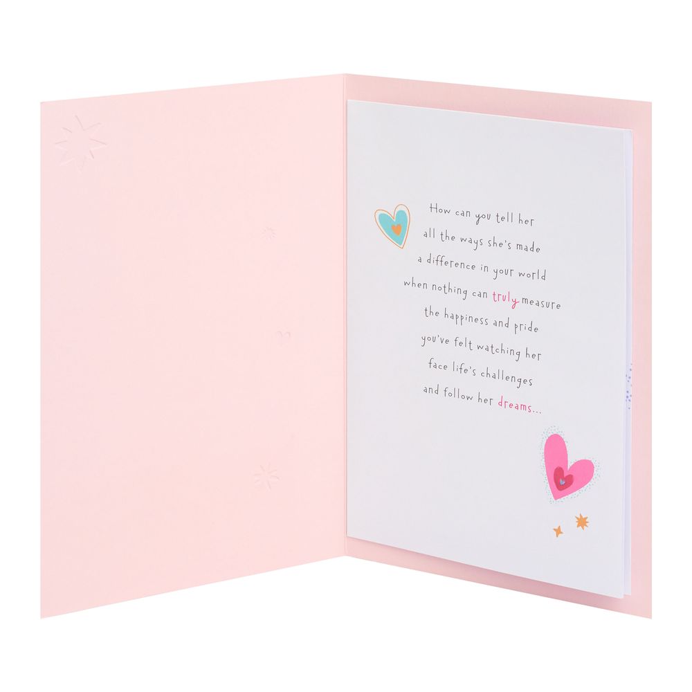 UK Greetings - Happy Birthday Daughter Greeting Card - Shooting Star & Hearts