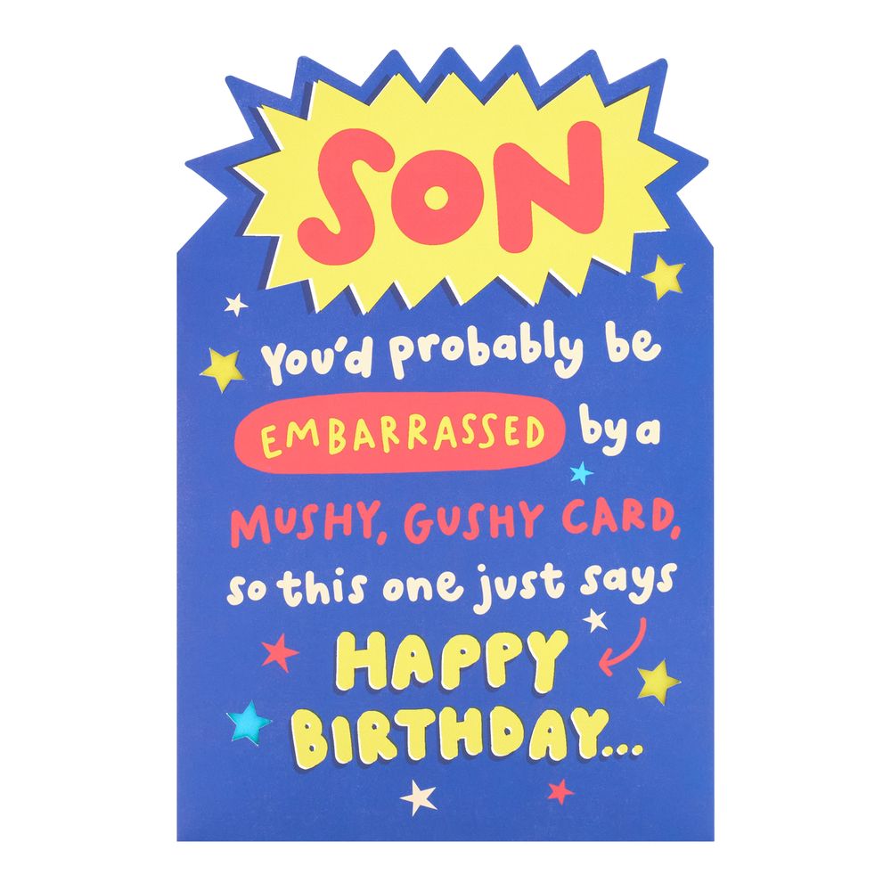 UK Greetings - Happy Birthday Son Greeting Card - Mushy Gushy Typography