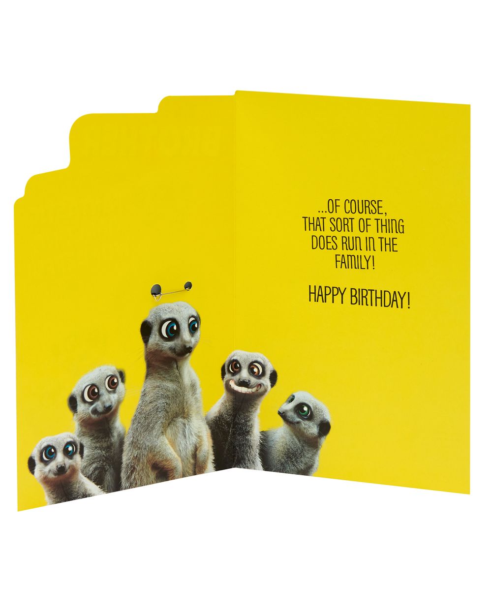 Uk Greetings - Happy Birthday Brother Meerkat Wearing Badge Card - Multicolor