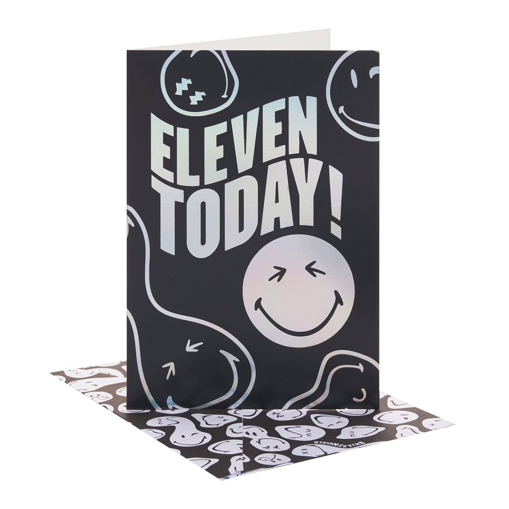 Uk Greetings - 11th Happy Birthday Smiley Card - Black